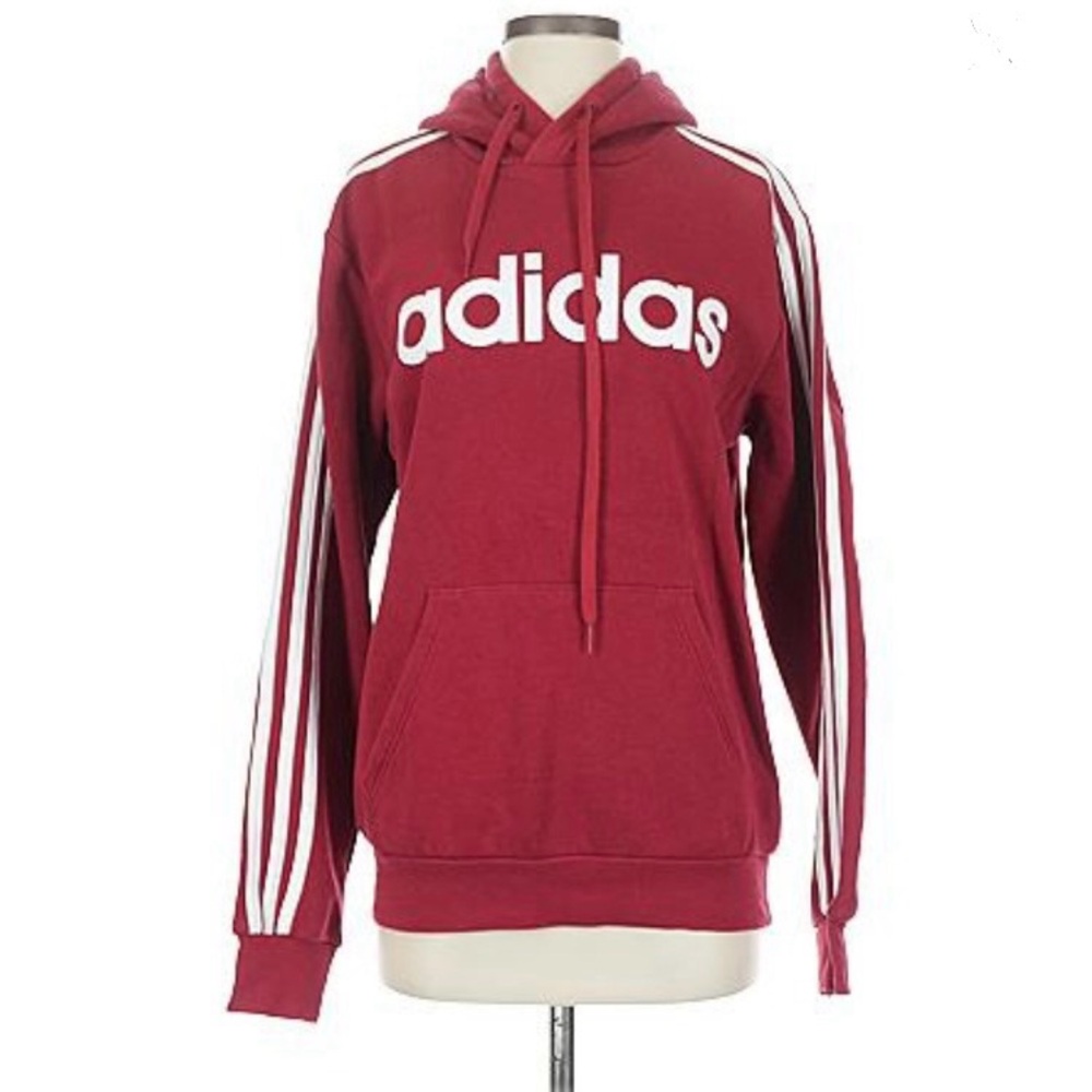 Adidas Burgundy Hoodie with White Accents